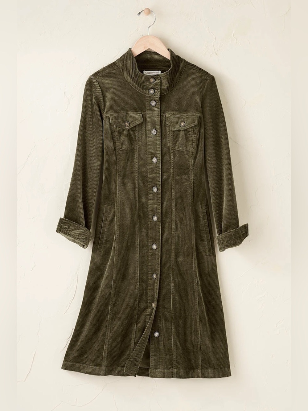 Coldwater Creek | Corduroy Button down midi Shirt dress/duster jacket Women PXL
